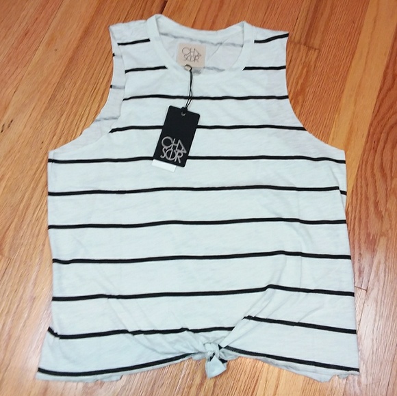 Chaser Tops - Chaser women's stripe tie-front tank